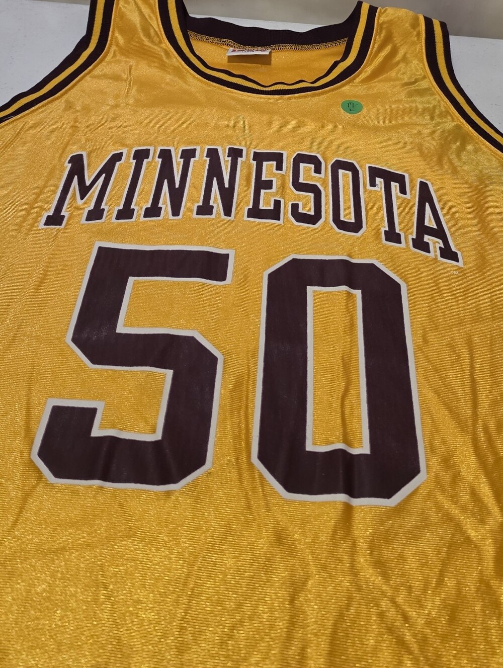 Vintage Minnesota Golden Gophers #50 Basketball Jersey Gold Mesh Size L/XL